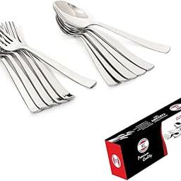 KC Stainless Steel Spoon Set, 12 Pieces, Indian Kitchen Utensils (6 Spoons and 6 Forks Set)-image-5