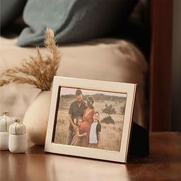 Enhabit Andre Table Top Photo Frame with Stand | Wall Picture Frame For Home Decor Office Bedroom Living Room | Metal and Glass Material | Holds 1 Photo of Size (4 Inch x 6 Inch) - White Gold (Medium)-26