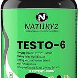 Naturyz Testo-6 Plant based Supplement For Men 2100mg per serving with Maximum Strength 1000mg Tribulus Terrestris, Safed Musli,Kaunj,Ashwagandha, Fenugreek & Panax Ginseng for Muscle gain-90 Tablets-11