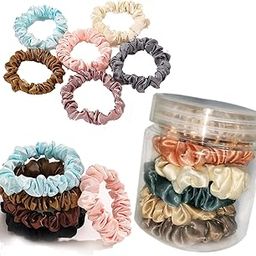 (6 pcs) Silk Satin Scrunchies For Women & Girls with Box - Stylish Luxury Ponytail Rubber Band Ties for Hair - (Random Colors) (MN03)-3