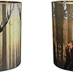 Cylinder Small Printed Silk Pack of 2 Lamp Shade for Table Lamps, Floor Lamps, Lampshade Suitable for Bedroom, Study, Living Room, and Home Decor, (Set of 2) (12 Inch, Brown)-0