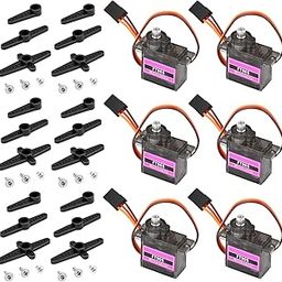 MG90S Micro Servo Motor Pack of 6 High Torque Metal Gear 180 Degree Precision RC Servo Compatible with UNO Rduino Robotics DIY RC Car Boat Plane Arm SG90 Upgrade-38