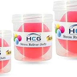 HCG health cure generation Silicone Gel Exerciser Ball Hand Grip/Fitness Grip Hand Grip/Fitness Grip 3 Size Large, Medium, small (Pack of 3) red colour-25