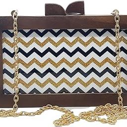 Women's Wooden Printed Rectangle Ethnic Clutch Bag/Bridal Purse/Handbag_Crossbody Sling Bags Detachable Chain for Bridal, Party Bag-image-62
