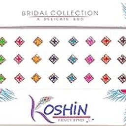 KOSHIN Multi Golden Color Stone Square Shape Per Bindi Size 6mm 30 Forehead Fancy Bindi For Girls Women Ladies-image-28
