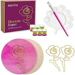 CRAFTIX Blossom Frame Art & Craft Kit for Adults | DIY Wall Hanging Kit with 2 Plain 8-Inch Round MDF Circles, Acrylic Paints, Flat Brush, Mixing Plate & Golden Decorative Flowers | Handmade Decoration Kit (BF-1)-image-81