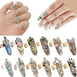12Pcs Nail Rings for Women,Nail Rings,Adjustable Luxury Nail Set, Fashion Jewelry Decoration for Party, Wear, Gift, Suitable for Fashionable and Luxurious Women-image-45