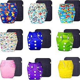Dumbledo Premium Cloth Diaper with Black Insert (Pack of 9) | Snug Fit | Leakproof | Adjustable Snaps | All-Day Wear | 3 Months – 3 Years | Unisex Baby-image-8