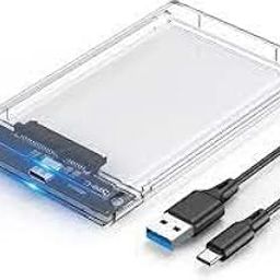 CARE CASE 2.5 Inch External Hard Drive Enclosure USB C 3.1 to SATA 6Gbps UASP Transparent Hard Disk Case 7/9.5mm HDD SSD Tool Free Compatible with PC TV PS4 Xbox.-23