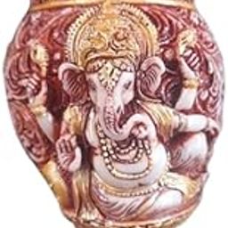 Marble Auspicious Lord Ganesh Carving Shankh (Conch) for Home Decor, Temple Decor & All Occasional Purposes (Pack of 1 (Rose_Gold)-image-5