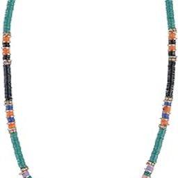 Navy Blue Turquoise Pink Multicolored Heishi Beads Boho Necklace-image-35
