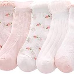 SYGA 5 Pairs Baby Girl & Baby Boy Socks, Toddlers Infant Cotton Warm Stretch Crew Length Socks With Mesh Princess Design, Suitable For 9 Months To 2 Years Baby, Multicolor-image-63