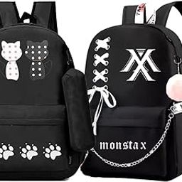 Combo Double Cat & Black Monstax Women’s Backpacks | Stylish & Functional Twin Pack | Trendy & Versatile BTS Bags For Girls | Perfect for Everyday Use-Best Gift-image-99