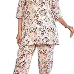 Women's Cotton Blend Regular Fit Printed Cord-Set with Elegant Design | Stylish & Comfortable Top and Pant Cord-Set for Casual Outings, Functions, Gatherings (Off White)-picture-15