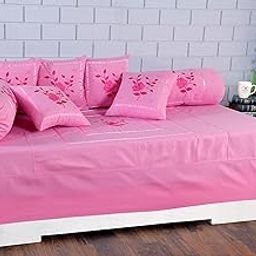 Rj Products™ Designer Embroidery Work Cotton Diwan Set of 8 Piece- Baby Pink Color-image-42