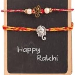 Silver-Toned Ganesh Rakhi for Brother | Traditional Raksha Bandhan with Sacred Red-Yellow Mauli Thread | Spiritual Ganesha Rakhi for Blessings and Protection-image-34