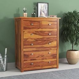 AISHAM Contemporary Sheesham Wood Chest of Drawers - 6 Drawer Storage Solution (Honey Finish)-image-66