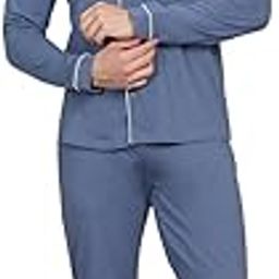 Men Solid Front-Open Pyjama Set-image-2