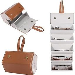 Sunglasses Holder Eyewear Storage Organizer Hanging & Foldable PU Leather Box Case for Men Women-38