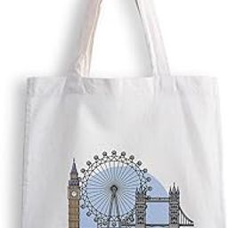 Canvas Tote Bags for Women, College Bag for Girls, Tote Bag for Shopping, Travel & Beach Bags for Women - London Theme - D No - 230-image-34