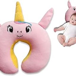U-Shape Unicorn Design New Born Baby Head Shaping/Neck Support Sleeping Pillow (0-6 Months) (Pink)-image-61