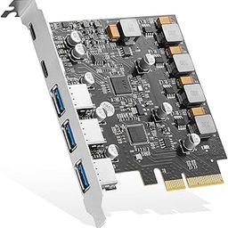 Binardat PCIE to USB 3.1 Gen 2 Expansion Card, 5 Port 10Gbps 3X USB Type-A and 2X Type-C Ports, Self-Powered, USB3.1 Hub Controller Adapter for Windows 10/11-23