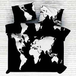 Ravaiyaa - Attitude is everything 100% Cotton Duvet Cover Comforter Cover AC Blanket Cover Double Queen Rajai Cover 90" X 82" Inch (Black & White World Map)-image-15