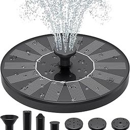 Legosy Plastic Solar Water Fountains,Solar Powered Bird Bath Fountain with 6 Nozzles - Free Standing Floating Solar Fountains for Bird Bath, Garden, Pond, Pool (Black-1.4W)-0