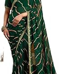 Women's Georgette Saree with Unstitched Blouse Piece-image-10