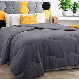 MEELUS 150G Comforter Soft Lightweight, Breathable Microfiber All Season Duvet Insert, Summer Cooling Winter Warm Down Alternative Quilt with Corner Tabs (Gray, King)-image-75