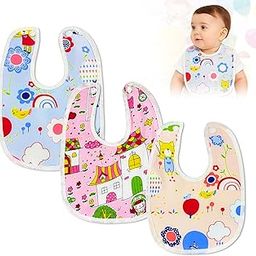 GLUN® Bibs Set for Unisex Newborn Toddlers Aged 8-36 Months, Pack of 3 Cute Print Baby bibs, Waterproof, Adjustable, Washable Feeding Bibs-image-96