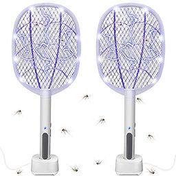 Phosooy Electric Fly Swatter Rackets, 2-in-1 Handhold Bug Zapper with 3000V High Voltage, Plug-in Mosquito Killer Insect Light Trap with 3 Layer Safety Mesh Portable for Indoor Outdoor Use (2)-6