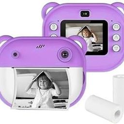 Playtonic Camera for Kids with Print | Digital Instant Camera, Video Recorder, Photo Filters, 3 Print Paper Rolls, Black & White Thermal Printing Toy for Kids 3-10 Years (Design 02, Purple)-image-98
