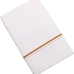 Hornbill Enterprises 100% Cotton Men's Light White Single Dhoti -4.00Mtrs Fancy Line Border Dhoti set of 1-picture-32
