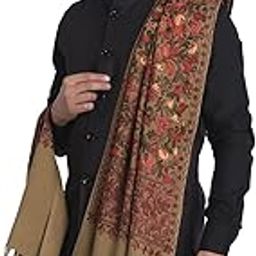 Men Kashmiri Shawl Stole with Embroidery Patterns, Punjabi Mens Woolen Lohi Wrap-image-31
