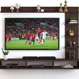 DecoreSany 48 inch MDF C Shaped Wall Mounted TV Unit, Floating Cabinet for Wall for Living Room/Kid's Room/Bedroom Suitable for Upto 48 inches Smart tv (C Style Cabinet, Dark Wenge)-46
