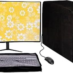 27 In Computer Monitor Cover 3 in 1 DustProof Printed Combo for Monitor, CPU and Keyboard Cover Full Set 27-19
