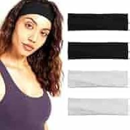 Glamyou Adjustable Elastic Headband for Women and Girls,Kids,Gym,Facial,Makeup,Yoga,Cleaning,Sports,Spa,Exercise Workout,Running Daily Use Headband Pack of 2 ((2XBlack 2xWhite))-image-4