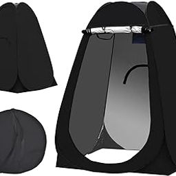 TUKAILAI Portable Pop Up Privacy Tent, Outdoor Camping Bathroom Toilet Shower Tent Spacious Dressing Changing Room for Hiking Beach Picnic Fishing, Instant Rain Shelter with Carrying Bag (Black)-image-14