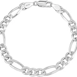 lecalla 925 Sterling Silver BIS Hallmarked Italian 5MM Figaro Chain Bracelet for Men and Boys (7, 7.5, 8, 8.5, 9 Inches)-picture-23