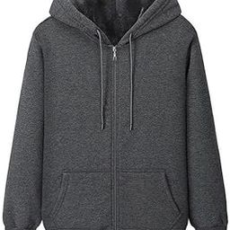 Unisex Trendy Zip Up Front Pocket Drawstring Dark Grey Fleece Regular Fit Hoodie-Small-picture-30