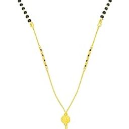 Traditional Gold-Plated Black Beads Mangalsutra Necklace for Women | Elegant Lightweight South Indian mangalsutra for women stylish | 18-Inch Chain with S-Hook Clasp-image-5