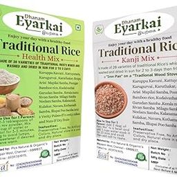 Dhanam Eyarkai Traditional Rice Health Mix and Kanji Mix Combo Pack, 20 Varieties of Ancient Rice, Nutrition Drink, Protein & Fibre Rich (Pick Natural & Organics) (Each 250g pack)-image-45