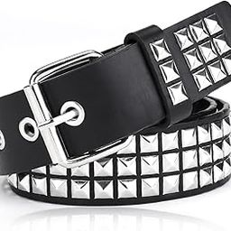Studded Belt, Y2k Belt, Y2k Accessories, Belts for Jeans and Dresses, Black Studded Belt Punk Rock Rivet Belt, Diamond studded square grid belt with bright colors, Halloween, Party Dressing up-image-23