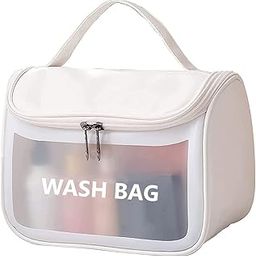 NAPP MALL Premium Multi-Functional Large Makeup Pouch for Women | Waterproof PVC Cosmetic Bags with Hook for Girls | Toiletry Storage Wash Bag | Travel Organizer for Bath Accessories,Wash Bag (White)-image-33