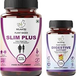 Nilaatri Veda Plant Based organic Weight Loss Combo Kit for 1 Month, Slim Plus and Digestion support, Easy weight loss for women and men, organic Fat burner (60 tablets x 2)-10