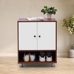 Green Soul Tundra | Engineered Wood Shoe Rack for Home | Open Shelf Design | 4 Shelves, 2 Doors | Store Upto 10 Pair of Shoes | 3 Year Warranty (Brown & White) | Installation Provided-6