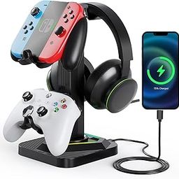 Tawd Headphone Stand for Desk,Headset Stand - Controller Holder with USB Charging and Type-c Port,Controller Stands for Gamepad Earphone Accessories-67