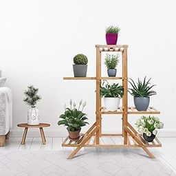 Livzing 4-Tier Bamboo Wooden Plant Stand, Flower Pot Plant Stand For Balcony - Living Room, Garden, Outdoor, Indoor, Planter Stand For Plants, Pot Holder & Gamla Stand-image-85