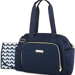 Fisher Price Quilted Diaper Bag Tote & Convertible Crossbody with Adjustable Strap, Insulated Bottle Pocket, Changing Pad-image-7